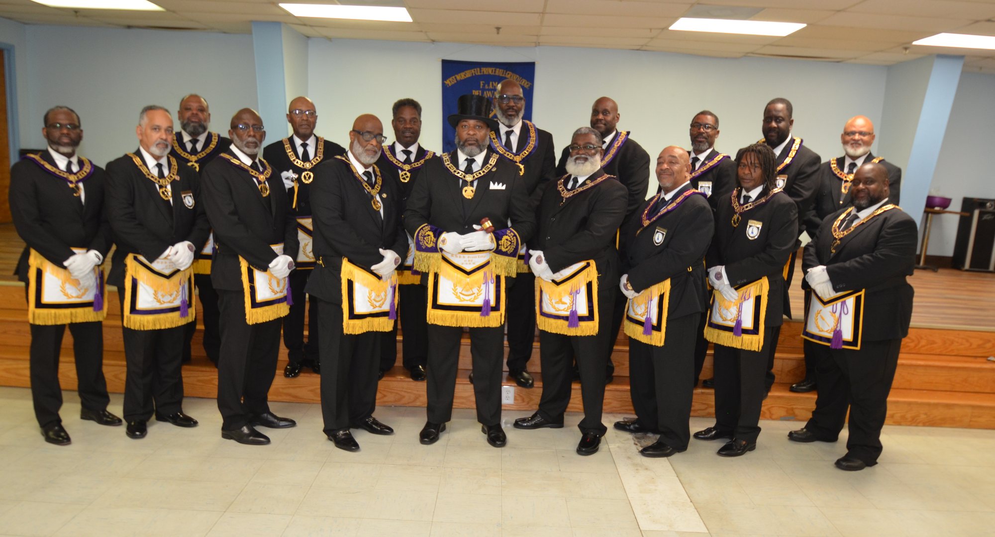 Officers of the Most Worshipful Prince Hall Grand Lodge of Delaware in regalia